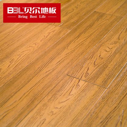 贝尔地板 番龙眼纯实木地板 18mm橡木纹理 仿古拉丝手抓纹 布拉格之恋 BPE-101