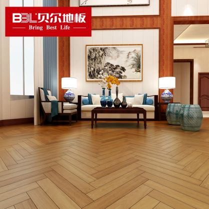贝尔地板 橡木本色多层人字拼 人字拼多层实木地板 XR009