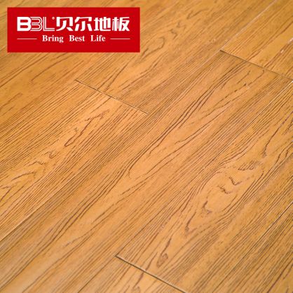贝尔地板 番龙眼纯实木地板 18mm橡木纹理 仿古拉丝手抓纹 布拉格之恋 BPE-101