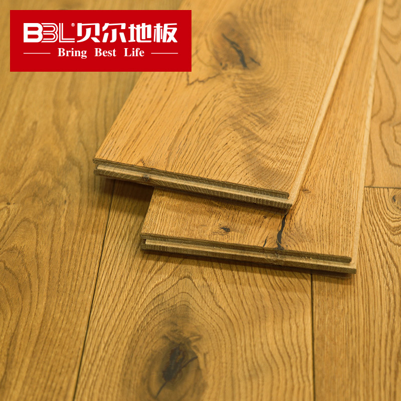 贝尔地板 橡木纯实木地板 环保木蜡油 仿古木纹 BOX-02