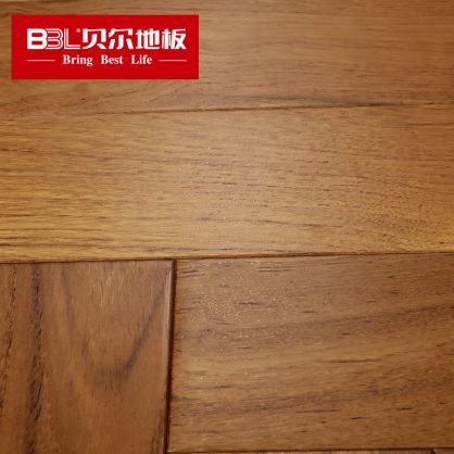 贝尔地板 柚木人字拼锁扣地热实木地板平面UV油 XR016