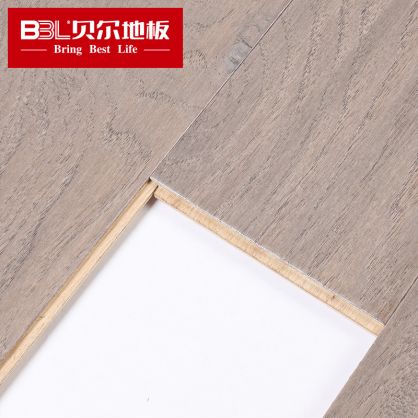 贝尔地板 山核桃多层实木地板 家用环保 负离子静音多层实木系列 不定长50%长板 BRL501
