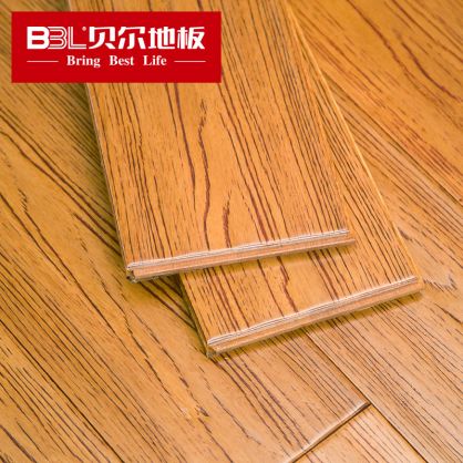 贝尔地板 番龙眼纯实木地板 18mm橡木纹理 仿古拉丝手抓纹 布拉格之恋 BPE-101