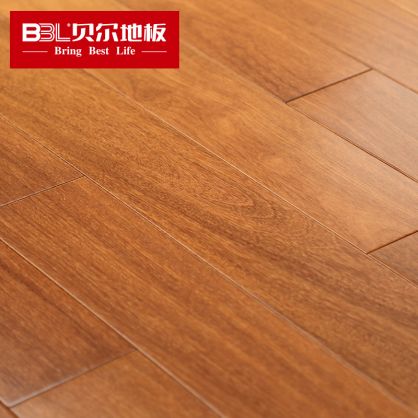 贝尔地板 香二翅豆纯实木地板 18mm 本色平面 胭脂扣 BLF-01