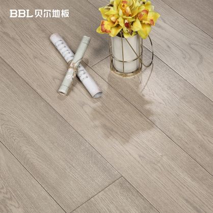 贝尔地板 BZX205 灰度漫时光 橡木多层实木地板15mm平面拉丝