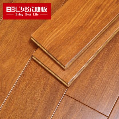 贝尔地板 香二翅豆纯实木地板 18mm 本色平面 胭脂扣 BLF-01