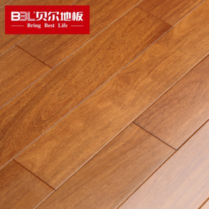 贝尔地板 香二翅豆纯实木地板 18mm 本色平面 胭脂扣 BLF-01