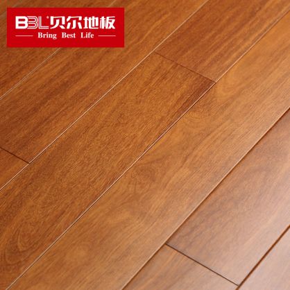 贝尔地板 香二翅豆纯实木地板 18mm 本色平面 胭脂扣 BLF-01